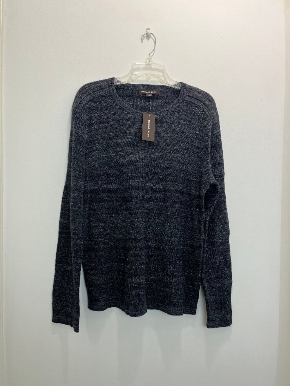Michael Kors Mens Charcoal Gray Crewneck Sweater L Pullover Cotton Wool New